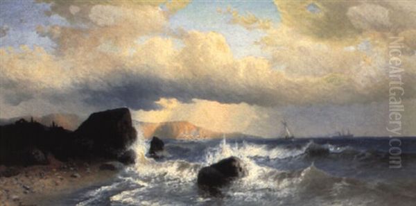 Ships Off The Maine Coast Oil Painting by Alfred Thompson Bricher