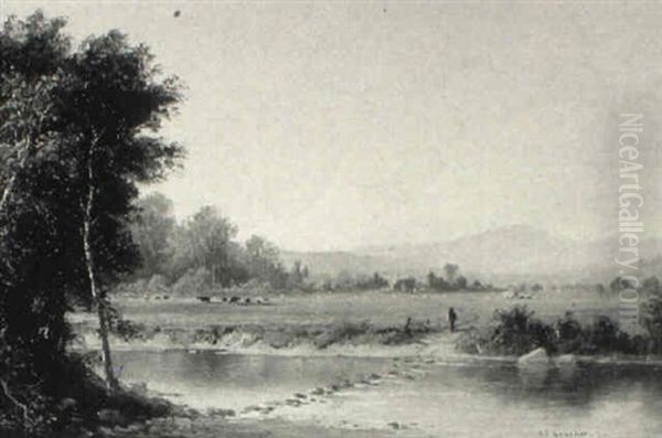 River Crossing, New Hamphire Oil Painting by Alfred Thompson Bricher