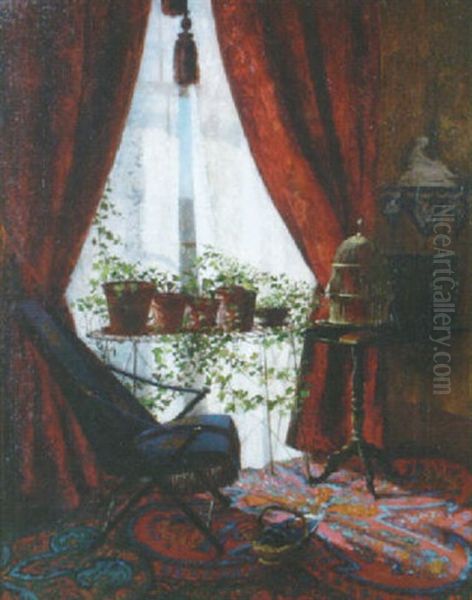 Interior Of The House Of William A. Brown, 96 1st Place, Brooklyn, New York Oil Painting by Fidelia Bridges