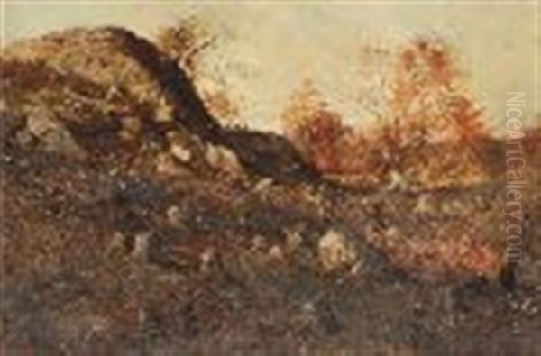 Rocks Near Winthrop Beach Oil Painting by Charles J. Bridgman