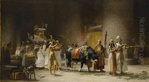 The Procession Of The Bull Apis Oil Painting by Frederick Arthur Bridgman