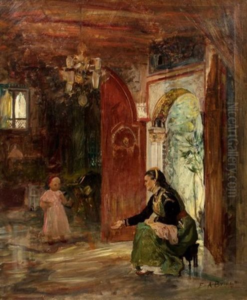 Les Premiers Pas Oil Painting by Frederick Arthur Bridgman