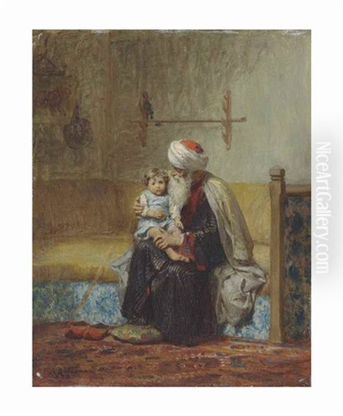 Grandfather's Comfort Oil Painting by Frederick Arthur Bridgman