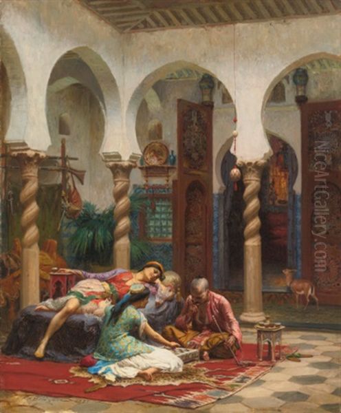 Idle Moments Oil Painting by Frederick Arthur Bridgman