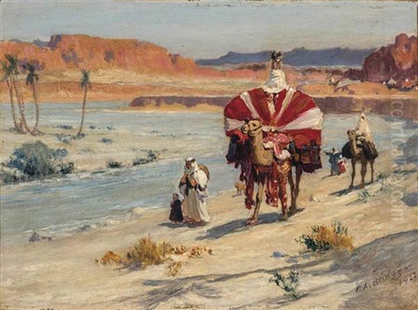 The Camel Train Oil Painting by Frederick Arthur Bridgman