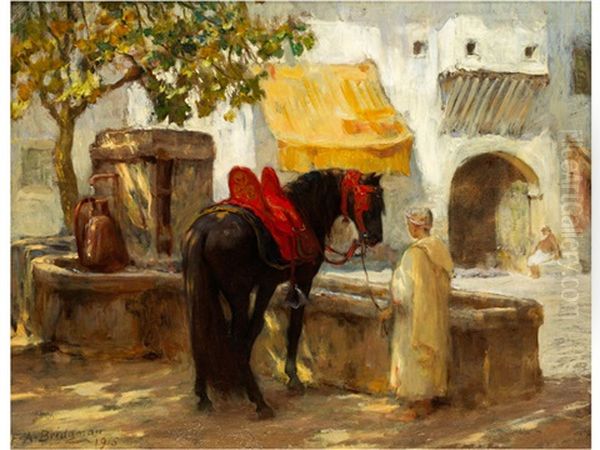 Rot Gesattelter Araberhengst Oil Painting by Frederick Arthur Bridgman