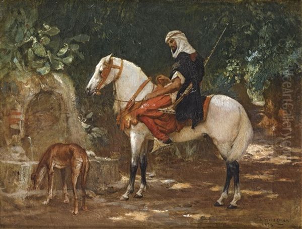 A Mounted Cavalryman Oil Painting by Frederick Arthur Bridgman