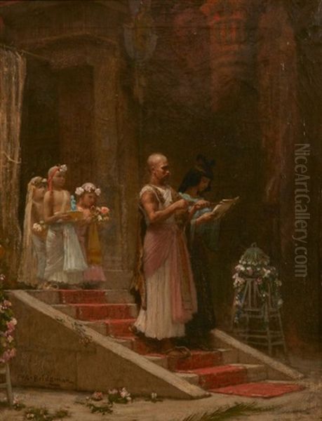 Procession Dans L'ancienne Egypte Oil Painting by Frederick Arthur Bridgman