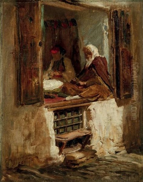 Une Echoppe A Alger A Stoll At Algier Oil Painting by Frederick Arthur Bridgman