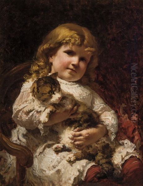 My Pets Oil Painting by Frederick Arthur Bridgman