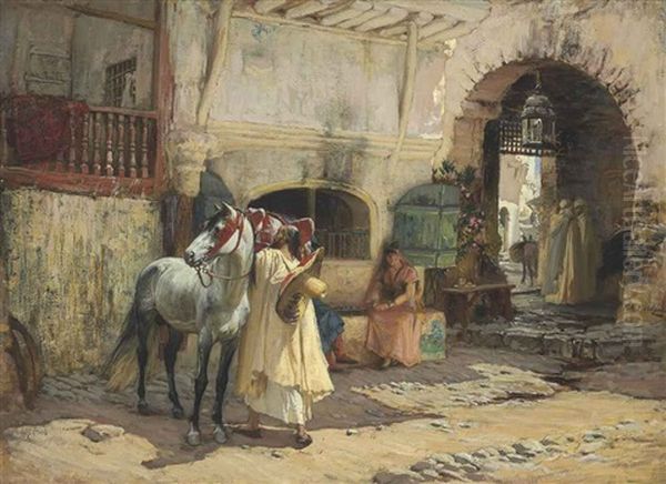 Off For A Ride, Constantine, Algeria Oil Painting by Frederick Arthur Bridgman