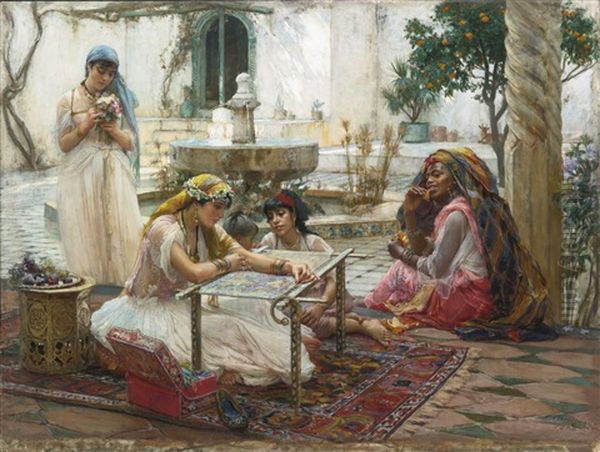 Dans Une Ville De Campagne Alger Oil Painting by Frederick Arthur Bridgman