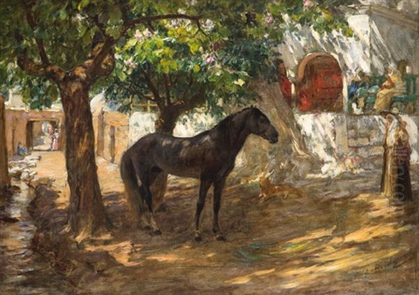 Village Dans Le Sahara Oil Painting by Frederick Arthur Bridgman