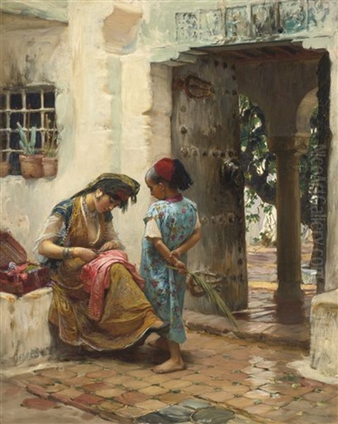 The Sewing Lesson Oil Painting by Frederick Arthur Bridgman