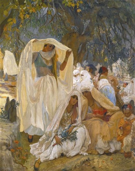 Le Jour Du Prophete A Blidah, En Algerie Oil Painting by Frederick Arthur Bridgman