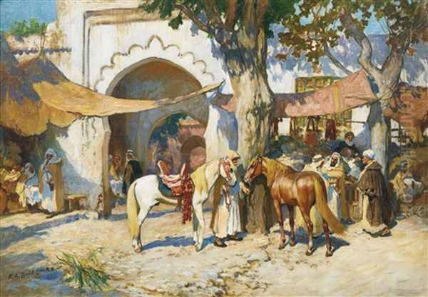 Dans Le Souk. Alger Oil Painting by Frederick Arthur Bridgman