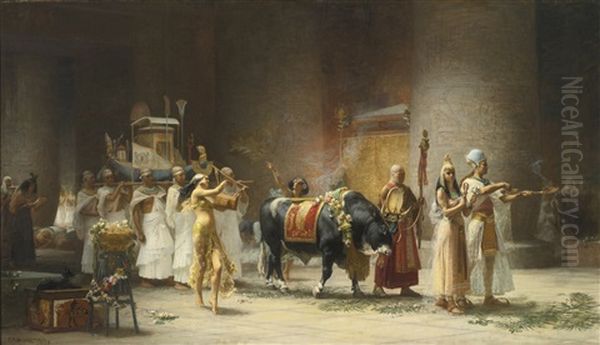 The Procession Of The Bull Apis Oil Painting by Frederick Arthur Bridgman