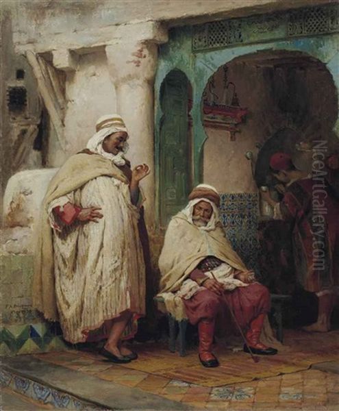 La Conversation, Alger Oil Painting by Frederick Arthur Bridgman