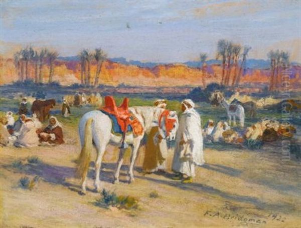 Halt In The Desert Oil Painting by Frederick Arthur Bridgman