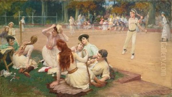 Lawn Tennis Club Oil Painting by Frederick Arthur Bridgman