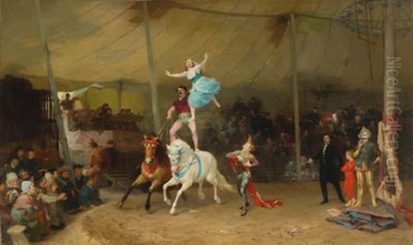 Un Cirque En Province (the American Circus In France) Oil Painting by Frederick Arthur Bridgman