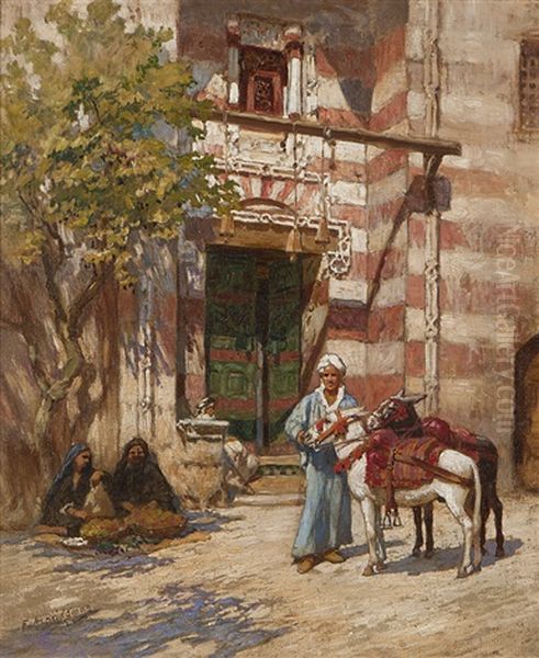 Entrance To The Mosque Oil Painting by Frederick Arthur Bridgman