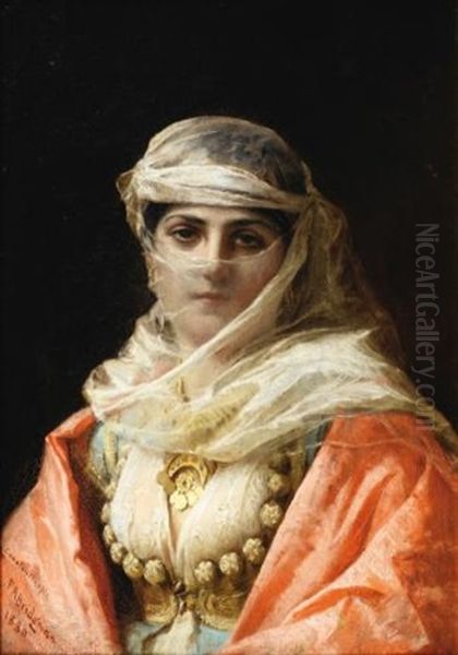 Jeune Femme De Constantinople Oil Painting by Frederick Arthur Bridgman