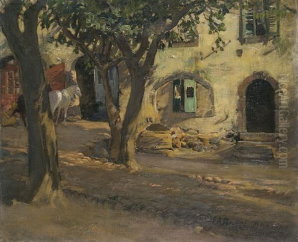 La Place Du Village A Saint Maurice Oil Painting by Frederick Arthur Bridgman