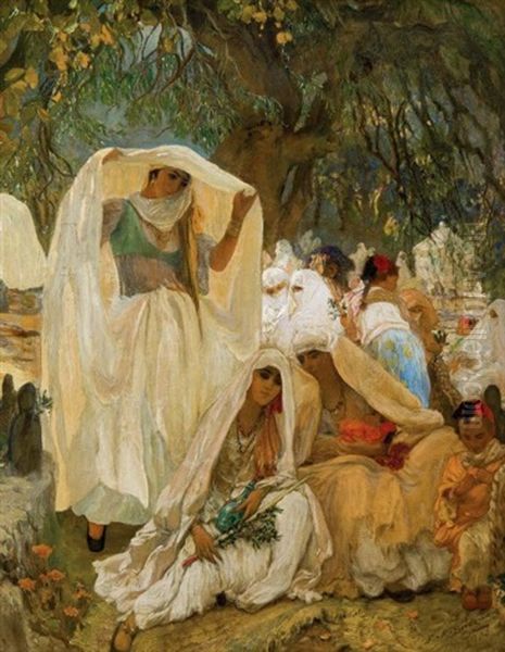 Le Jour Du Prophete En Algerie, Blidah Oil Painting by Frederick Arthur Bridgman