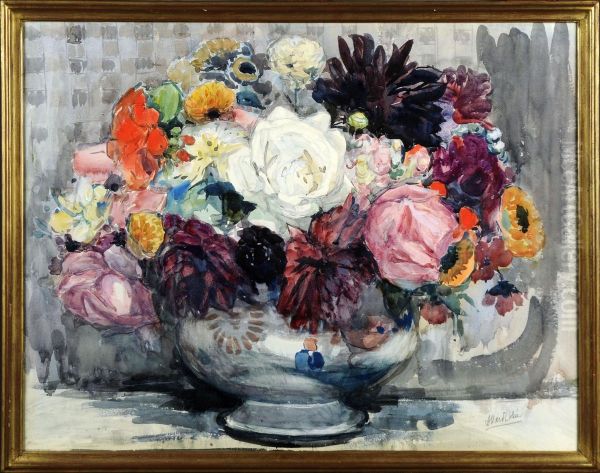 Vase Garni De Fleurs Oil Painting by Fernand Allard L'Olivier