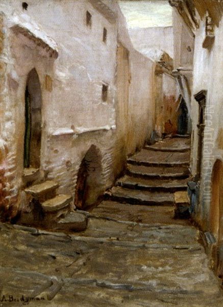 Une Rue De La Casbah D'alger Oil Painting by Frederick Arthur Bridgman