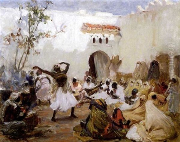 Les Aissouas, Etude Pour La Fete De Blidah Oil Painting by Frederick Arthur Bridgman