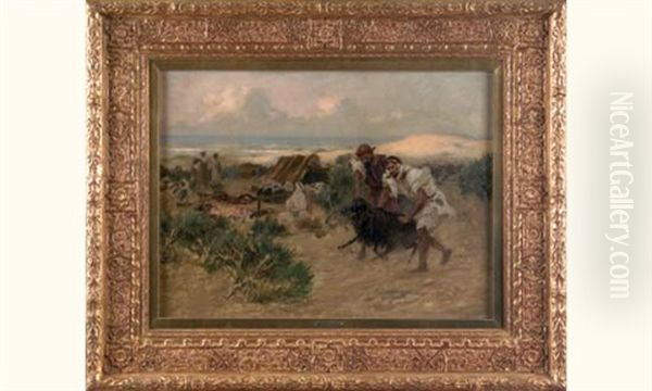 Nomades Faisant Rotir Un Mouton Oil Painting by Frederick Arthur Bridgman