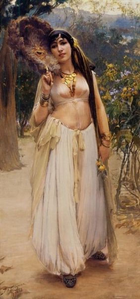 Summer Evening (soir D'ete, Compagne D'alger) Oil Painting by Frederick Arthur Bridgman