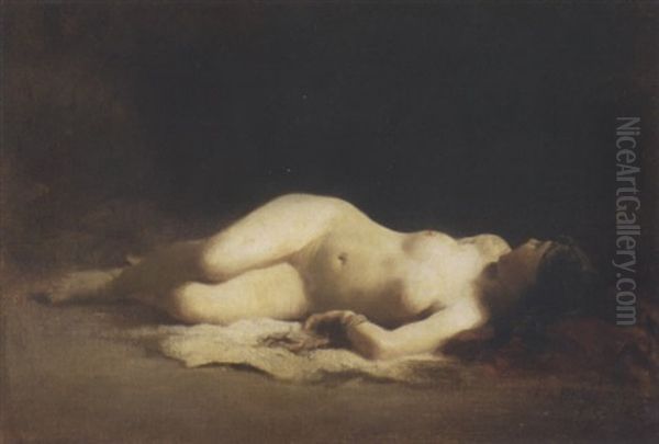 Nude Reclining Oil Painting by Frederick Arthur Bridgman