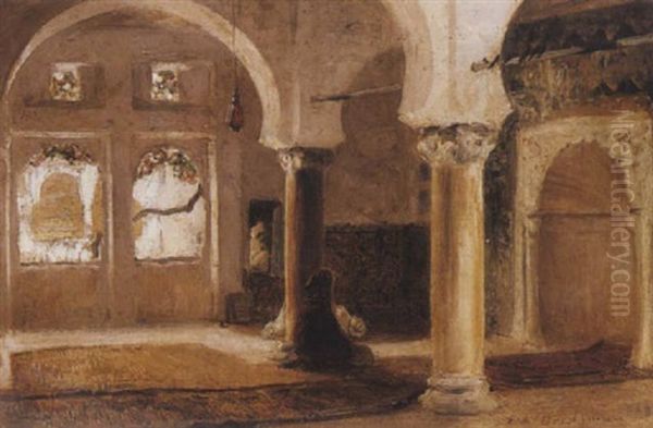 Interieur D'une Mosquee, Constantine Oil Painting by Frederick Arthur Bridgman