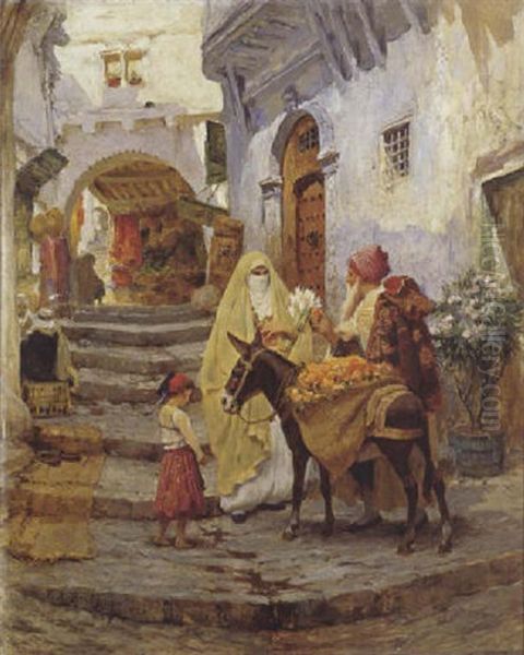 Le Marchands D'oranges Oil Painting by Frederick Arthur Bridgman