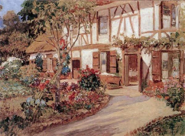 La Maison Fleurie En Normandie Oil Painting by Frederick Arthur Bridgman