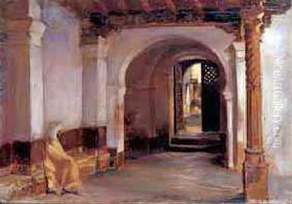 Arab Cloisters Oil Painting by Frederick Arthur Bridgman