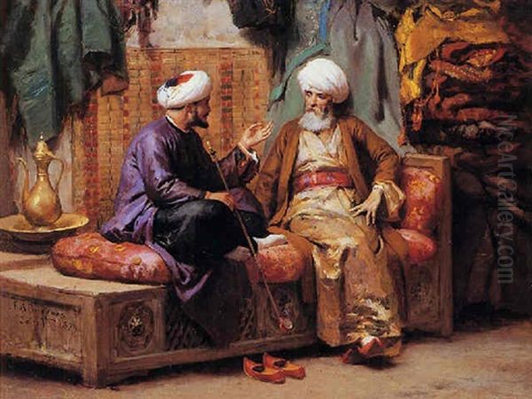 Bazaar Gossip Oil Painting by Frederick Arthur Bridgman