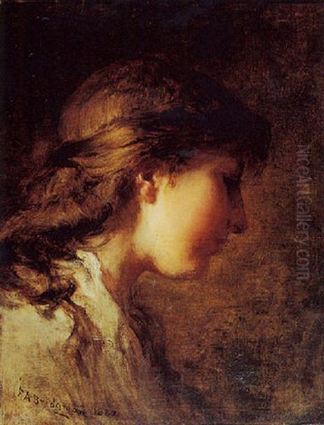 Portrait Of A Young Woman Oil Painting by Frederick Arthur Bridgman