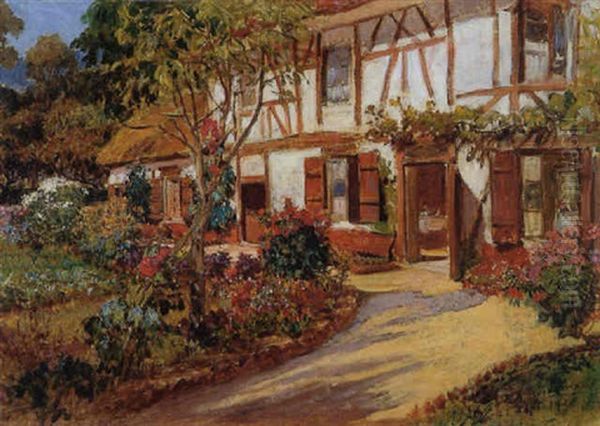 La Maison Fleurie En Normandie Oil Painting by Frederick Arthur Bridgman