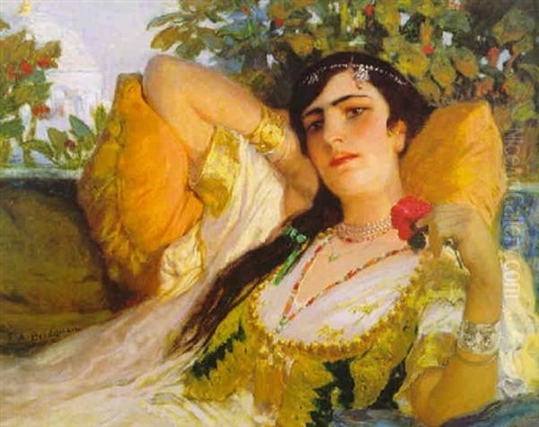 Reclining Woman Oil Painting by Frederick Arthur Bridgman