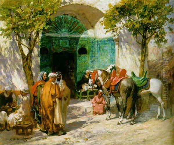 North African Plaza Oil Painting by Frederick Arthur Bridgman