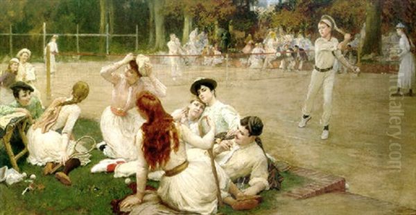 Lawn Tennis Club Oil Painting by Frederick Arthur Bridgman