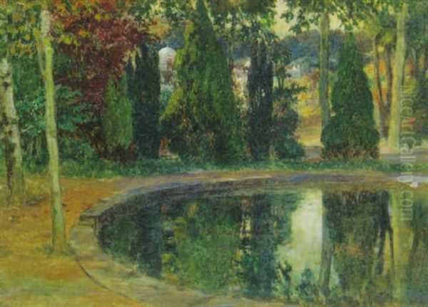 A Pool In The Garden Of A Mosque Oil Painting by Frederick Arthur Bridgman