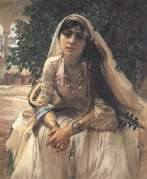 Algerian Girl Oil Painting by Frederick Arthur Bridgman