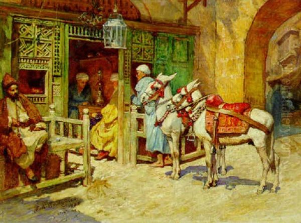 Cafe Au Caire Oil Painting by Frederick Arthur Bridgman