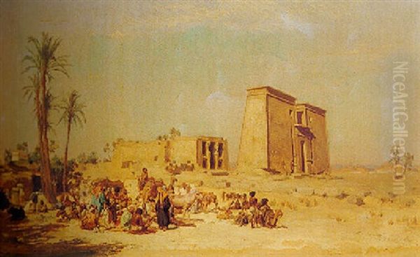 Market Day At Dakken Nubia Oil Painting by Frederick Arthur Bridgman