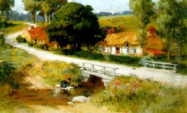 Laundress, Normandy Oil Painting by Frederick Arthur Bridgman